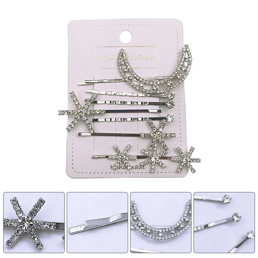 

7Pcs Moon Star Hair Clips Crystal Decorative Hairpin Retro Chic Fashion Hair Accessory for Women Teens Star Moon Shape Hairpin