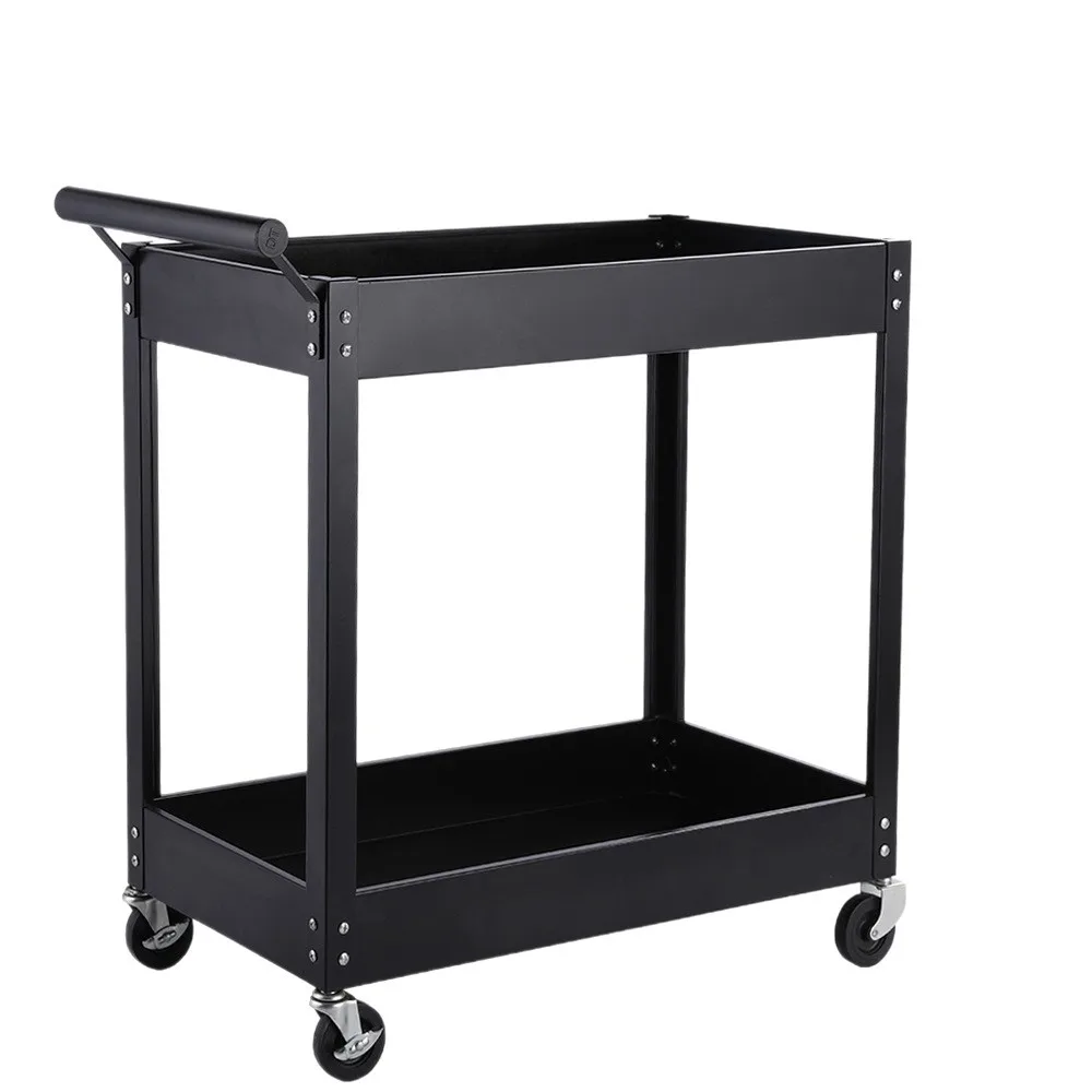 Double-layer trolley maintenance Auto repair Thickened reinforcement Two-layer with brakes Double-layer multi-function