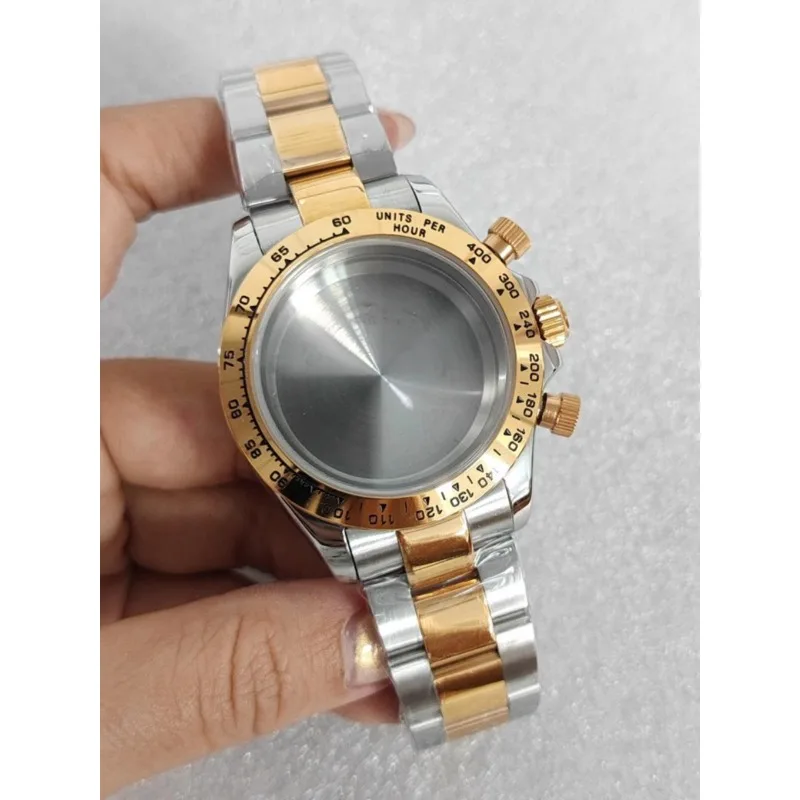 إكسسوارات الساعة المعدلة مناسبة لـ VK63: علبة ذهبية ثنائية اللون مقاس 39 مم + حزام ذهبي بلونين، مناسب لـ VK63 #3