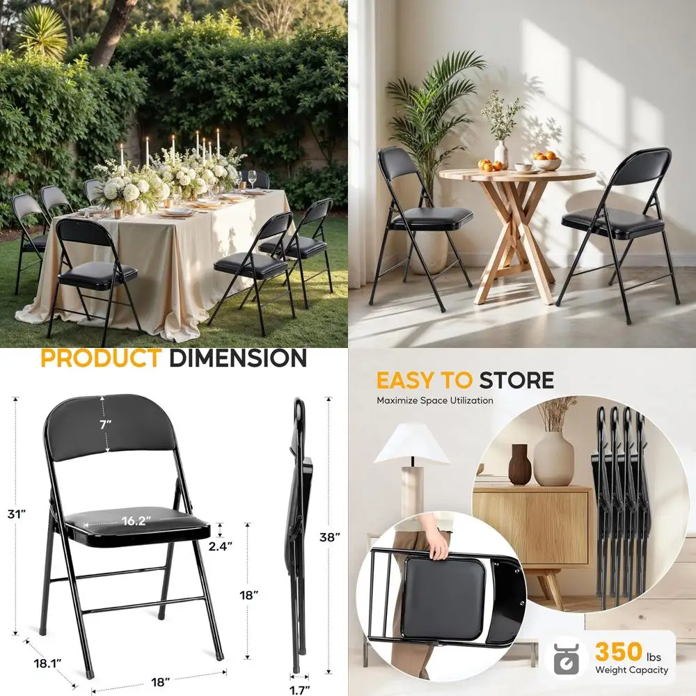 

Комплект из 2 кожаных кухонных стульев с мягкими подушками и обитой обивкой спинки, металлические ножки, для дома/гостиной/спальни/ресторана, черный