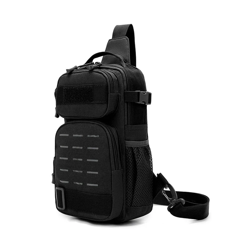 Tactical Sling Shoulder Bags Waterproof Night Reflective Strip Pack EDC New Molle Chest Bag 10L Capacity Wear-resisting black