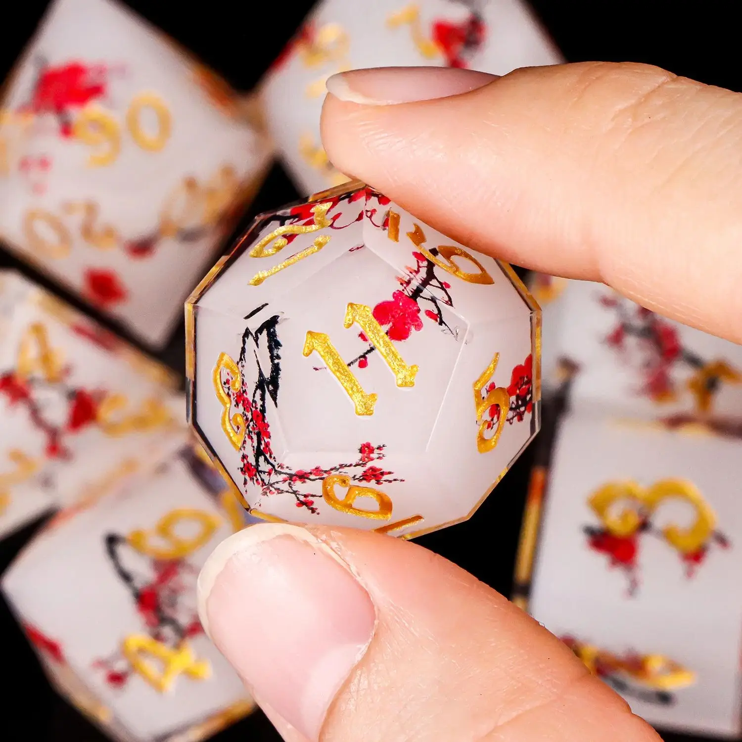 اليدوية DND زهر البرقوق الصلبة الراتنج مجموعة نرد متعدد الجوانب نرد متعدد السطوح ل D & D RPG لعبة الطاولة النرد للزنزانة والتنين