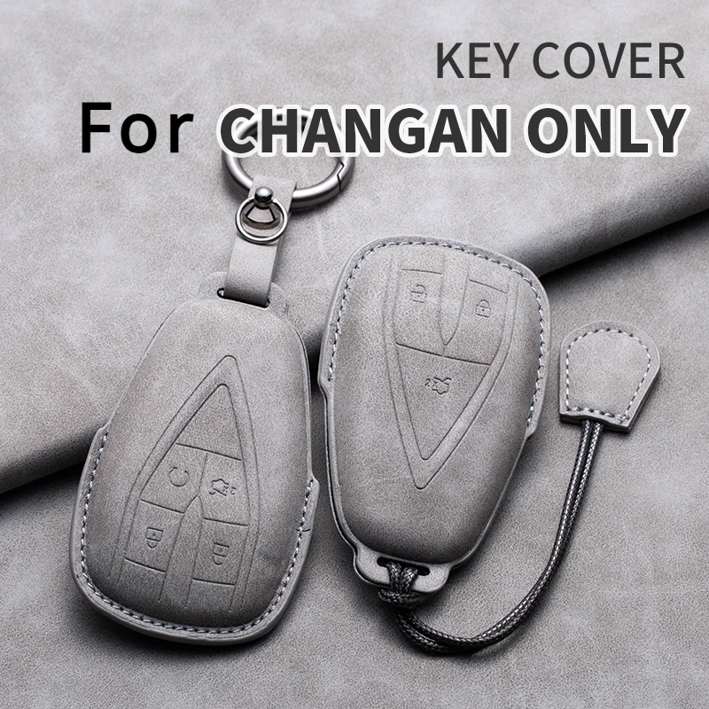 Leather Car Remote Key Case Cover For Changan CS35PLUS CS35 Plus CS55 PLUS CS75 PLUS Eado UNI-T UNI K Oushang X5 X7 EV 2019-2023