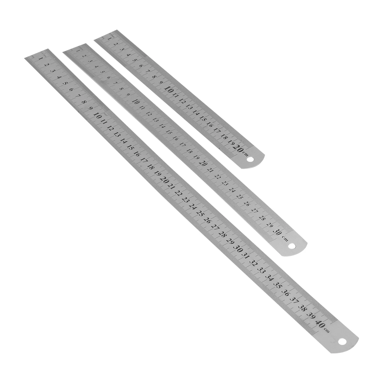 3Pcs Metal Ruler Stainless Steel Straight Ruler for School Office Drawing 20cm 30cm 40cm Wear Resistant Straight Rulers