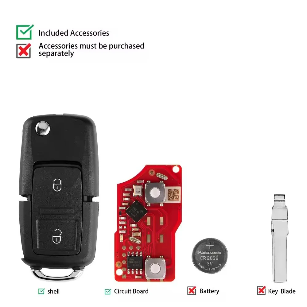 5 peças xhorse xkb501en xkb508en xk série 2 botões vvdi fio remoto chave do carro fob para vvdi2/vvdi mini/ferramenta chave max