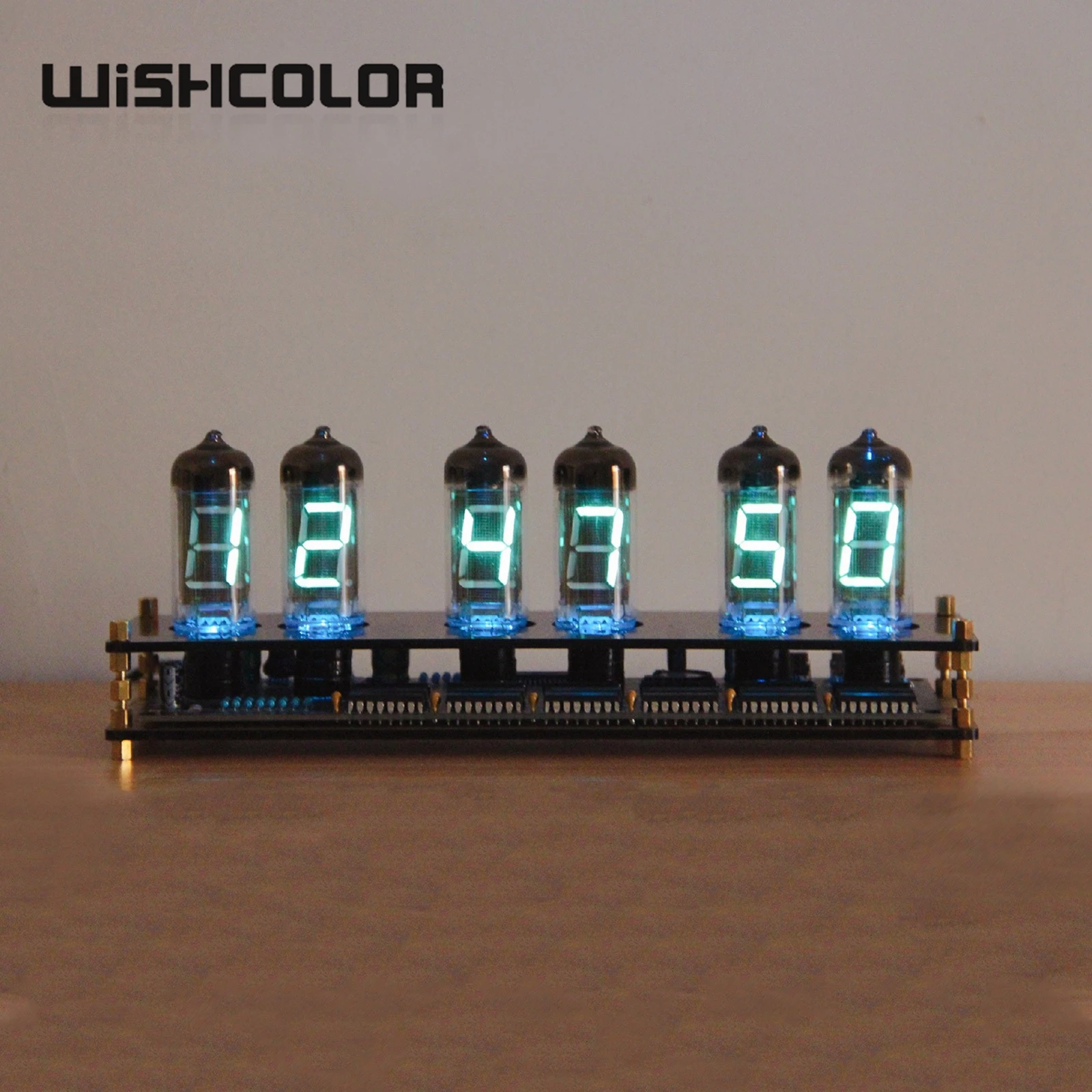 Wishcolor IV11 VFD Clock Fluorescent Nixie Tube Clock 6 Colors Light Display Time Date Temperature