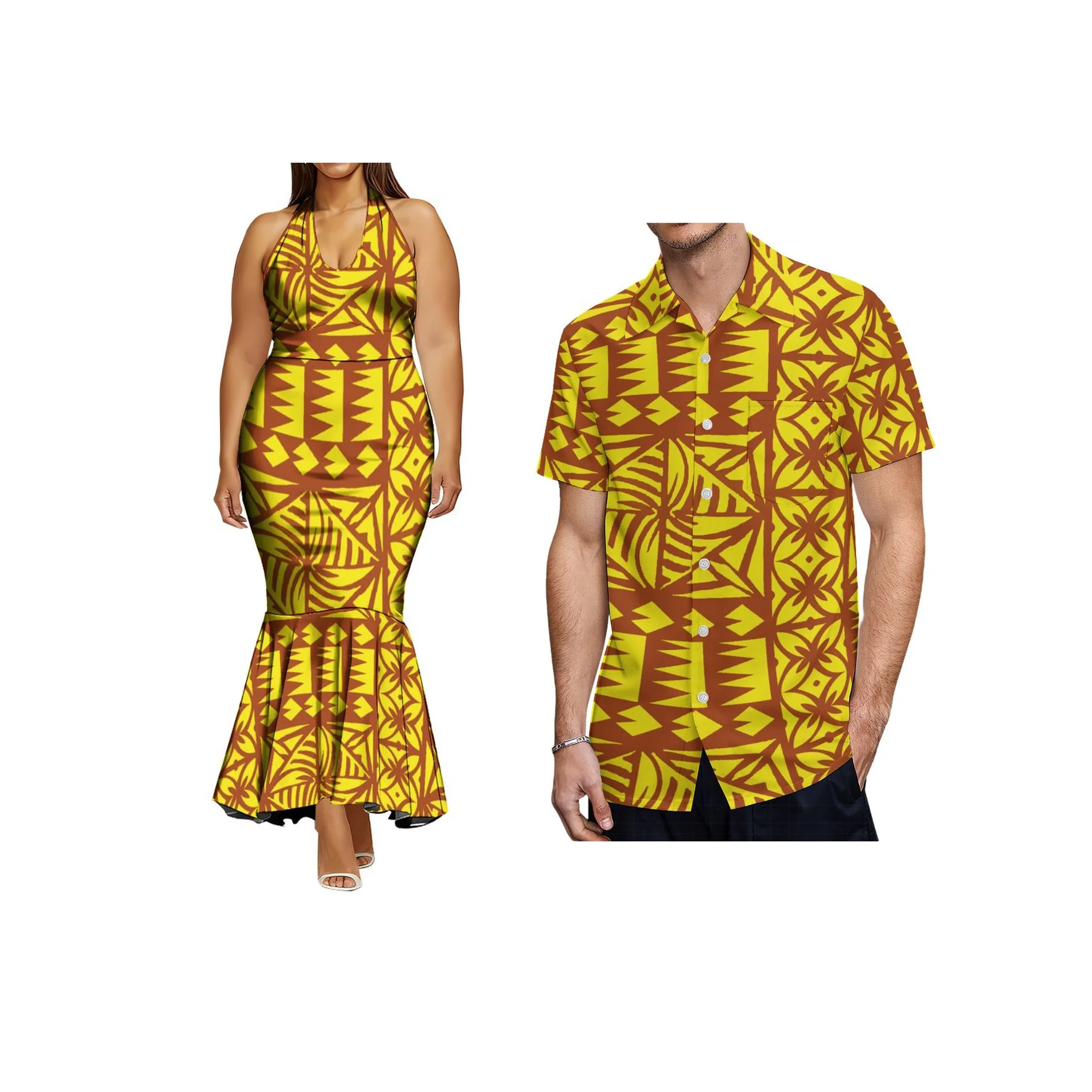 Sukienka damska bez rękawów typu rybka z nadrukiem na zamówienie, hawajska polinezyjska sukienka tribal z bocznym zamkiem błyskawicznym, sukienka typu halter z rybim ogonem, sukienka na studniówkę z możliwością personalizacji.