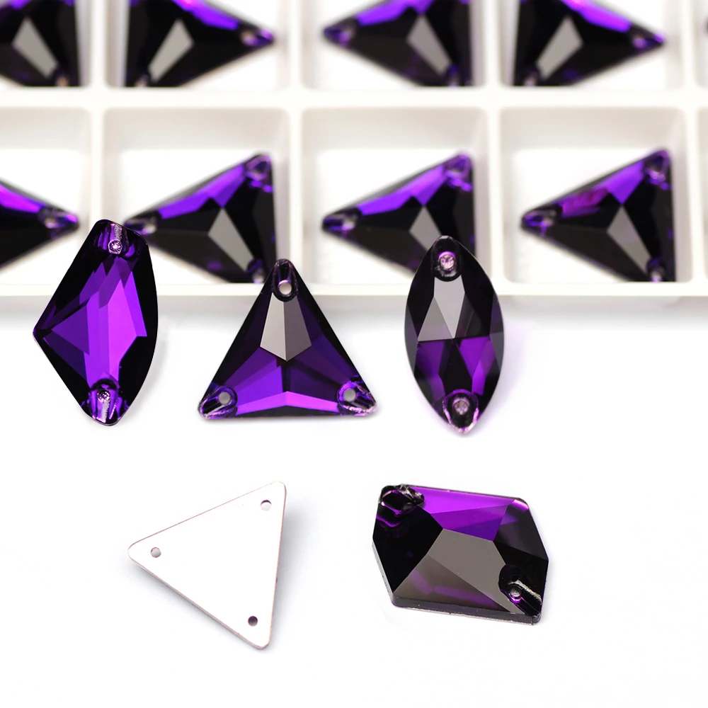 Purple Velvet Drop Cosmic Rivoli Crystal Sew-On Rhinestone Flatback Glass Strass for Garment & Wedding Dress Sewing