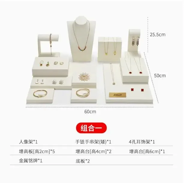 High-End Showcase Sieraden Display Rekwisieten, Ringen, Kettingen, Oorbellen Display Rekken, Tellers, Sieraden Display Sets En Tafels