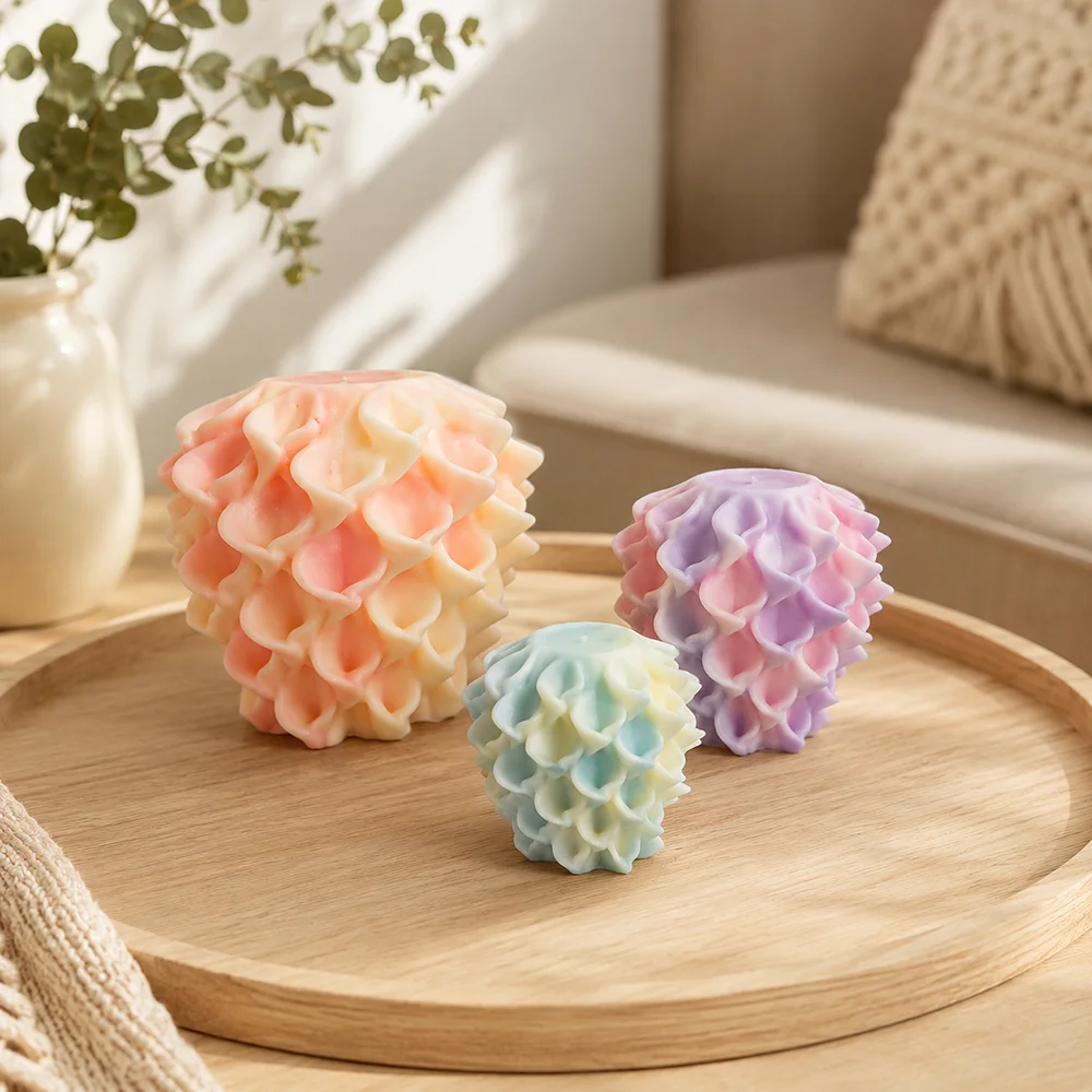 Morning Glory Flower  Candle Molds Swirl Sculpture Pillar Candle Silicone Mold Unique Shaped Twirl Minimalist  Supplies