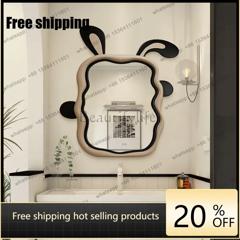 LJY Cute Cheap Mirror Aesthetic Modern Design Luxury Decoration Fashion Makeup Mirror Save Space Spiegel Wand Ornaments Home Dec