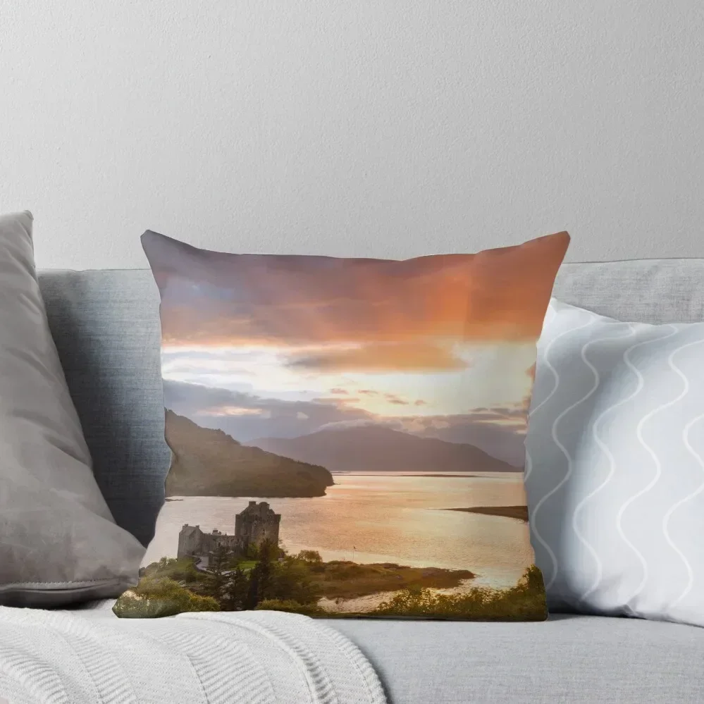 Eilean Donan Castle Sunset Sunbeams Carr Brae Scotland. Throw Pillow Decorative Cushions Throw Pillow Covers pillow