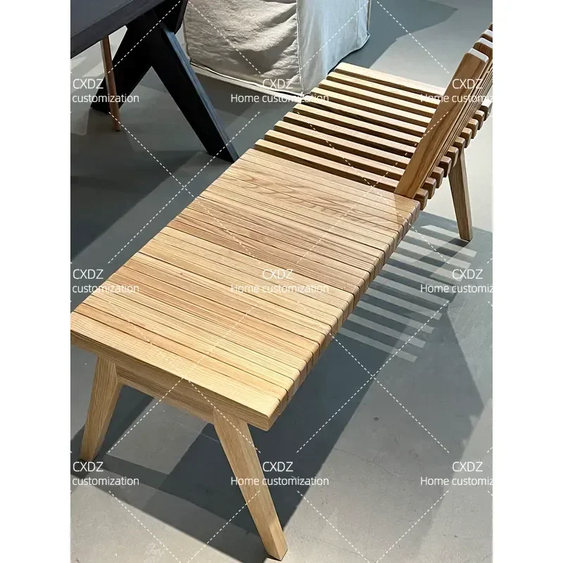 Solid Wood Folding Dining Table Bench with Backrest Simple Casual Restaurant Furniture Medieval Style Shoe Changing Stool