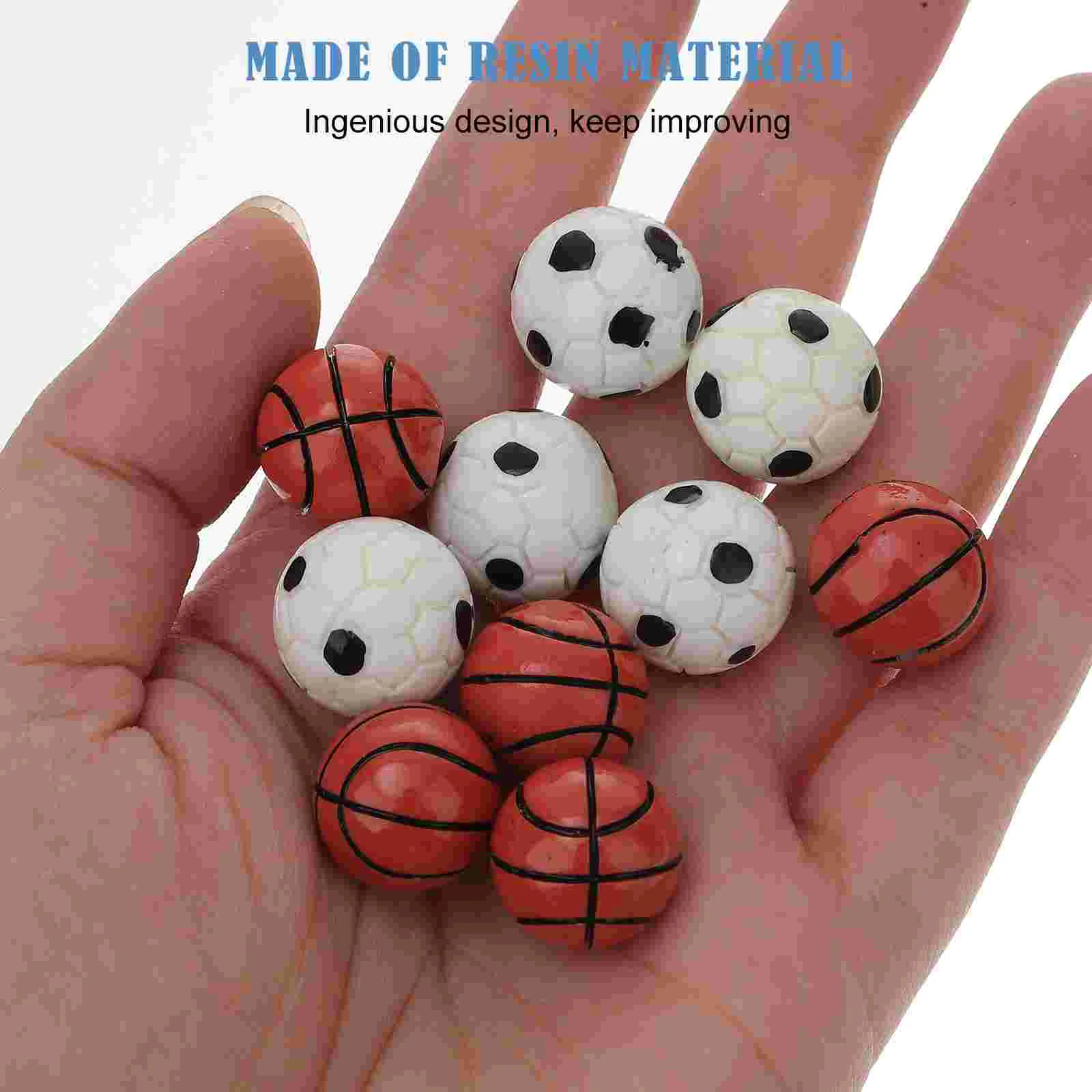 10 pçs mini brinquedo de futebol basquete crianças futebol pequena casa modelo acessório campo fadas