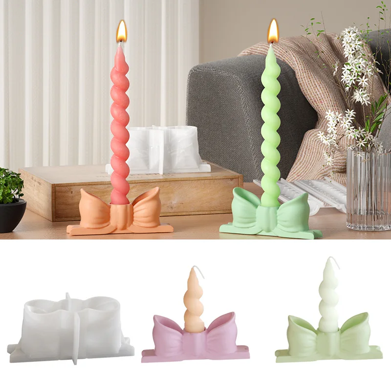

Christmas Reusable Silicone Mold for Custom Holders Elegant Bowknot Candlestick Craft Making