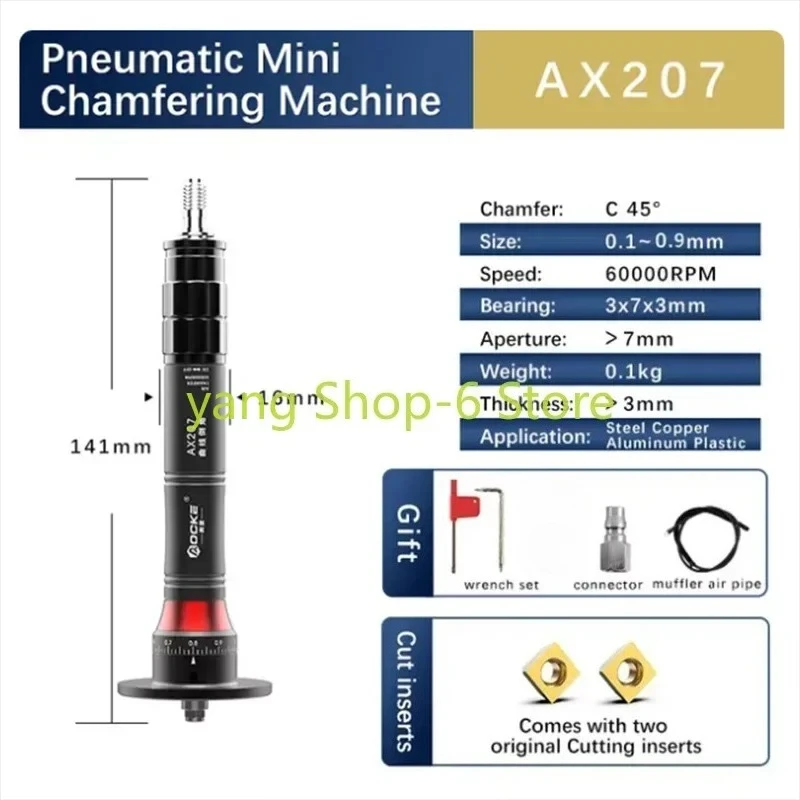 

High Quality AX207 Mini Pneumatic Chamfering Machine 45 Degrees Metal Deburring Chamfer Tool Handheld Adjustable with Blades