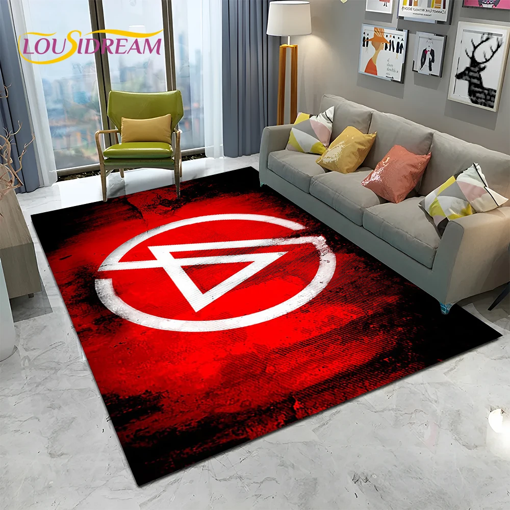 3D Retro Rock Band L-Linkin Park Logo Carpet Rug for Home Living Room Bedroom Sofa Doormat Decor,kid Area Rug Non-slip Floor Mat