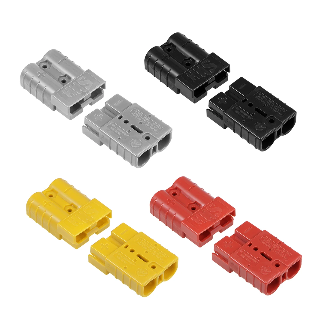 2/4Pcs 6 Gauge Battery Quick Connect Disconnect 600V 50A Wire Connector for Winch Auto Car Trailer Driver Grey/Red/Yellow/Black