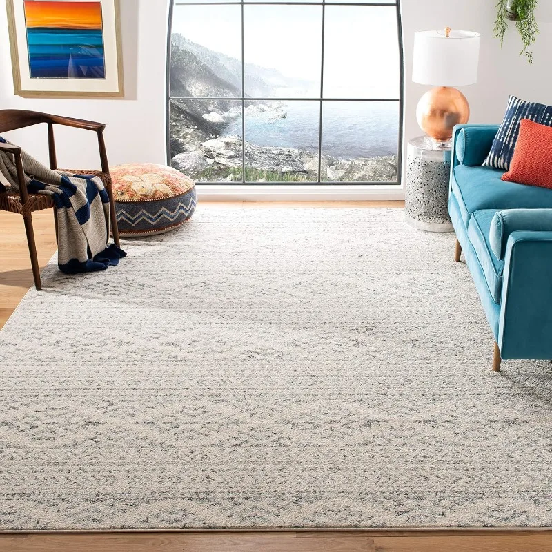 Area RugMoroccan Boho Tribal Design, Non-Shedding & Easy Care, Ideal for High Traffic Areas in Living Room