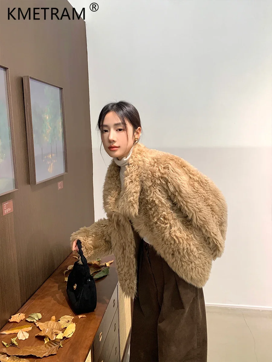 High-end Natural Lamb Leather Fur Jacket for Women 2024 New Fashion Autumn Winter Short Real Fur Coat Luxury Jaqueta Feminina