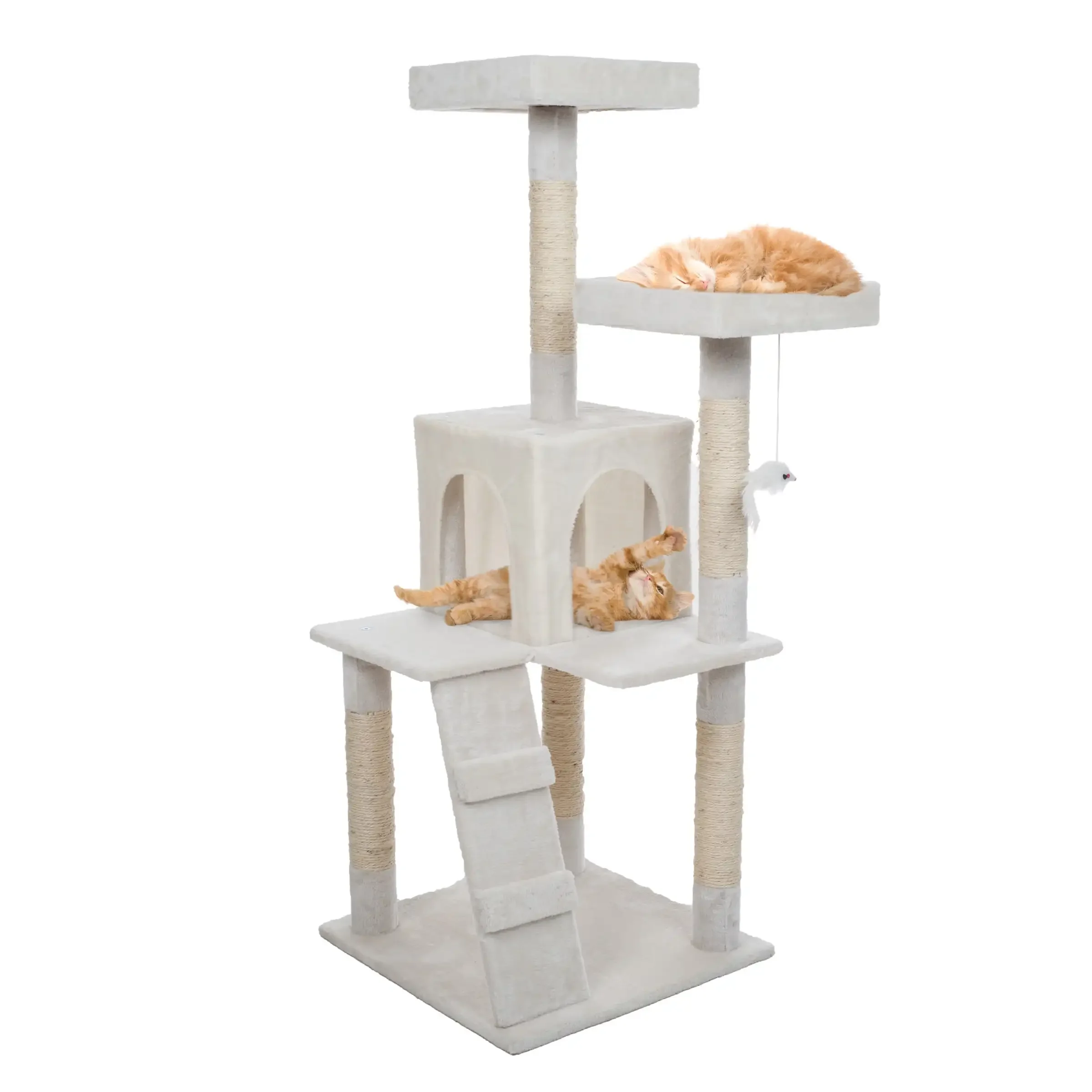 

4-Tier Cat Tower with Napping Perches, Condo, Ladder, 5 Sisal Rope Scratching Posts, Hanging Toy – Tree for Indoor s