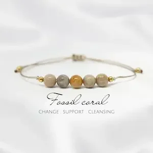 Fossil coral Agate Coral Adjustable beaded crystal bracelet Beach Independent Jewelry Bohemian style bracelet