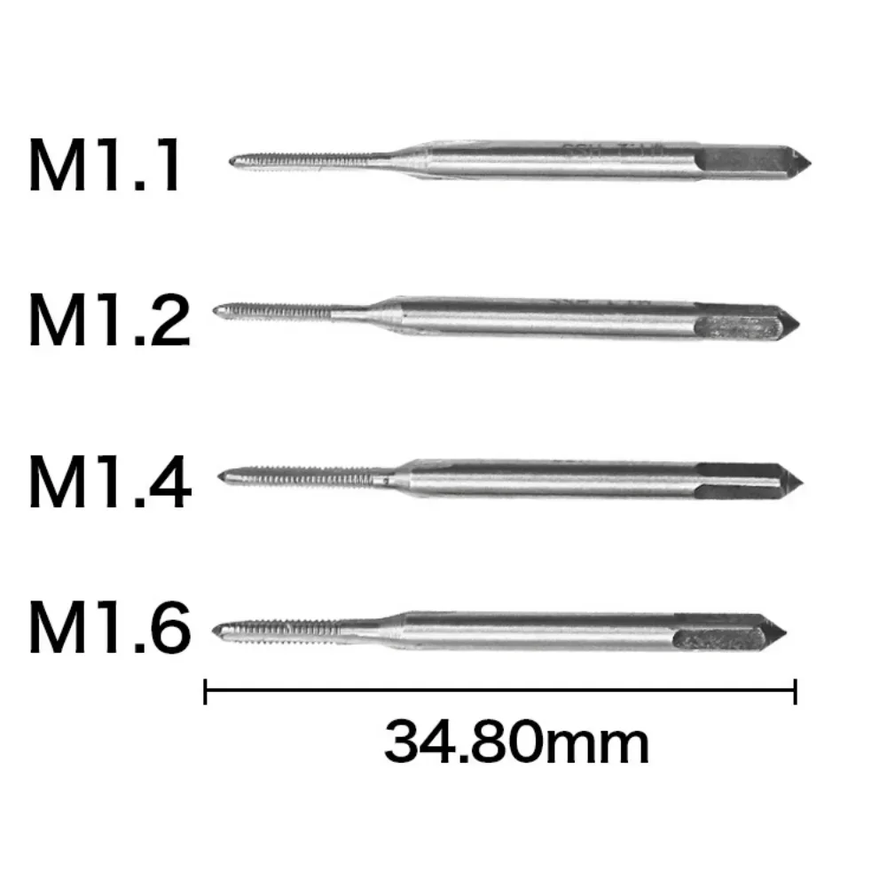 10Pcs Mini Tap Wrench Set Metric M1.1-M1.6 Micro Hand Thread Tapping Die Twister Assembly High-speed Steel 6542