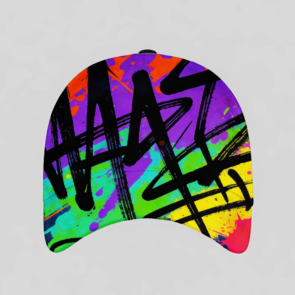 Stylish And Lightweight Baseball Cap Featuring a Vibrant Abstract Graffiti Design Perfect for Hip-Hop Enthusiasts Offers