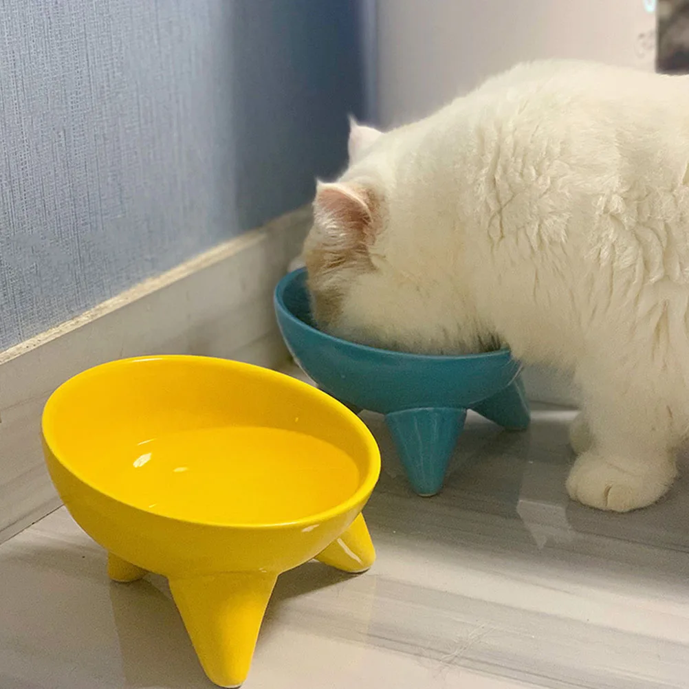 

Elevated Cat Durable Ceramic Pet Feeding With Tilted Design Neck Protection Non-Slip Base Safe For Cats Dogs Easy Clean Raised