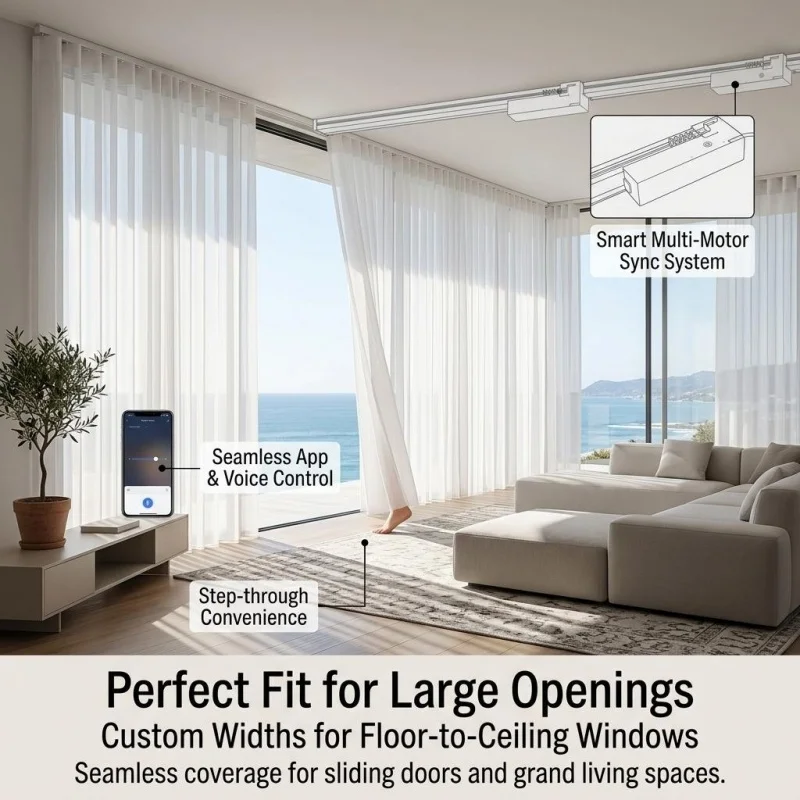 Custom Large Window Sheer Curtain Privacy Alexa Google Timing Voice Control Electric Dream Vertical Blinds For Sliding Door