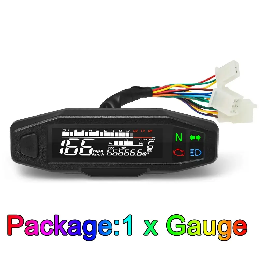 AD Universele motorfietssnelheidsmeter Digitale snelheidsmeter LED-toerenteller Dashboard Instrumentenpaneelmeter LCD-scherm Y-beugel - afbeelding 1