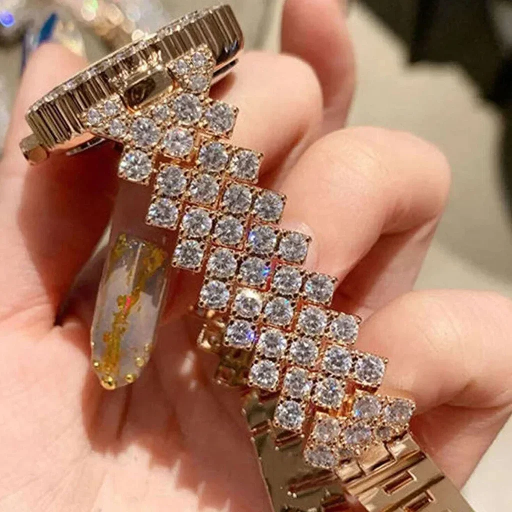 Relógio de aço diamante para mulheres, pulseira, marca de luxo, produtos mais vendidos, 2022