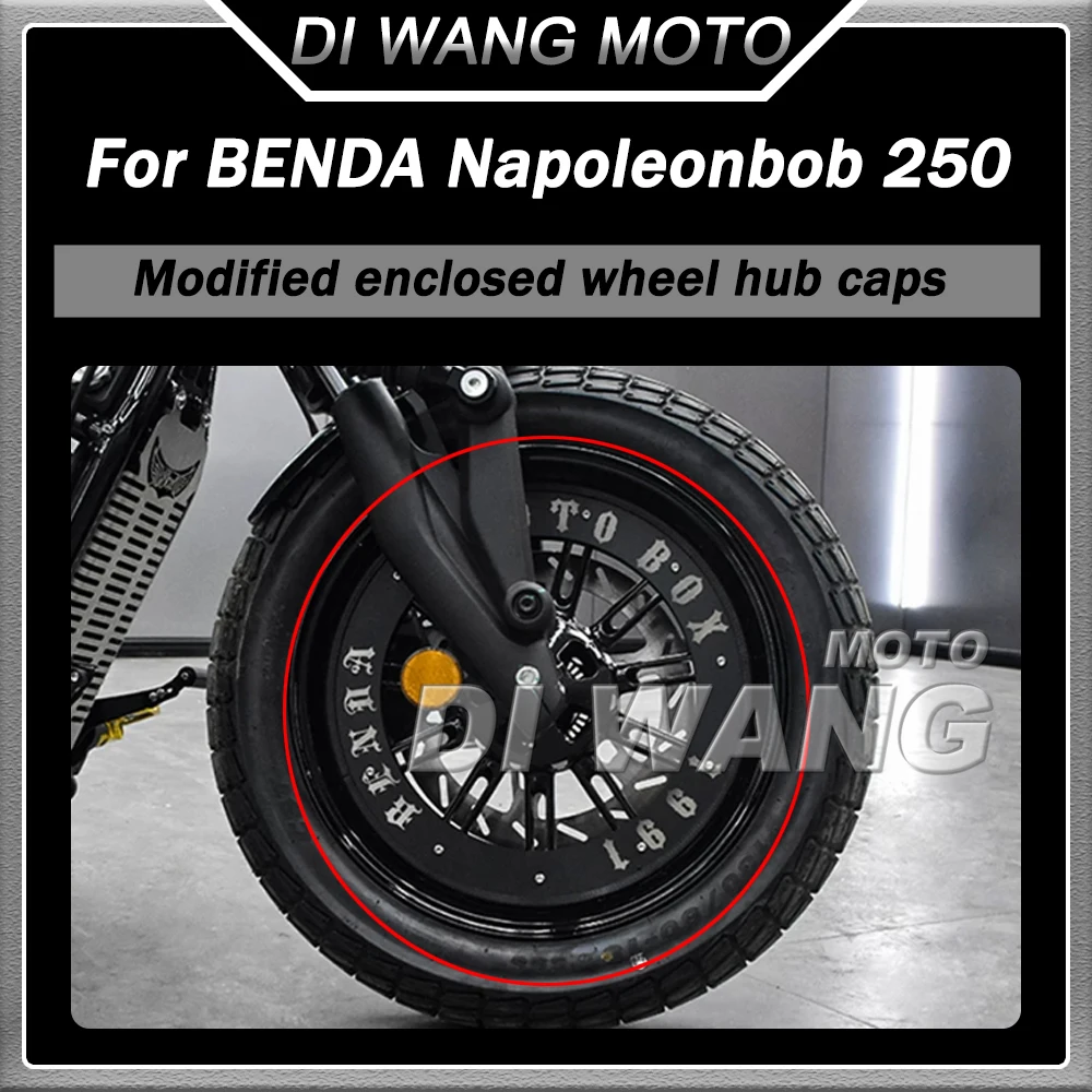 

For BENDA Napoleonbob 250 Custom Closed Hub Caps Front and Rear Tire Rims Metal Decorative Cover Black Warrior Accessories