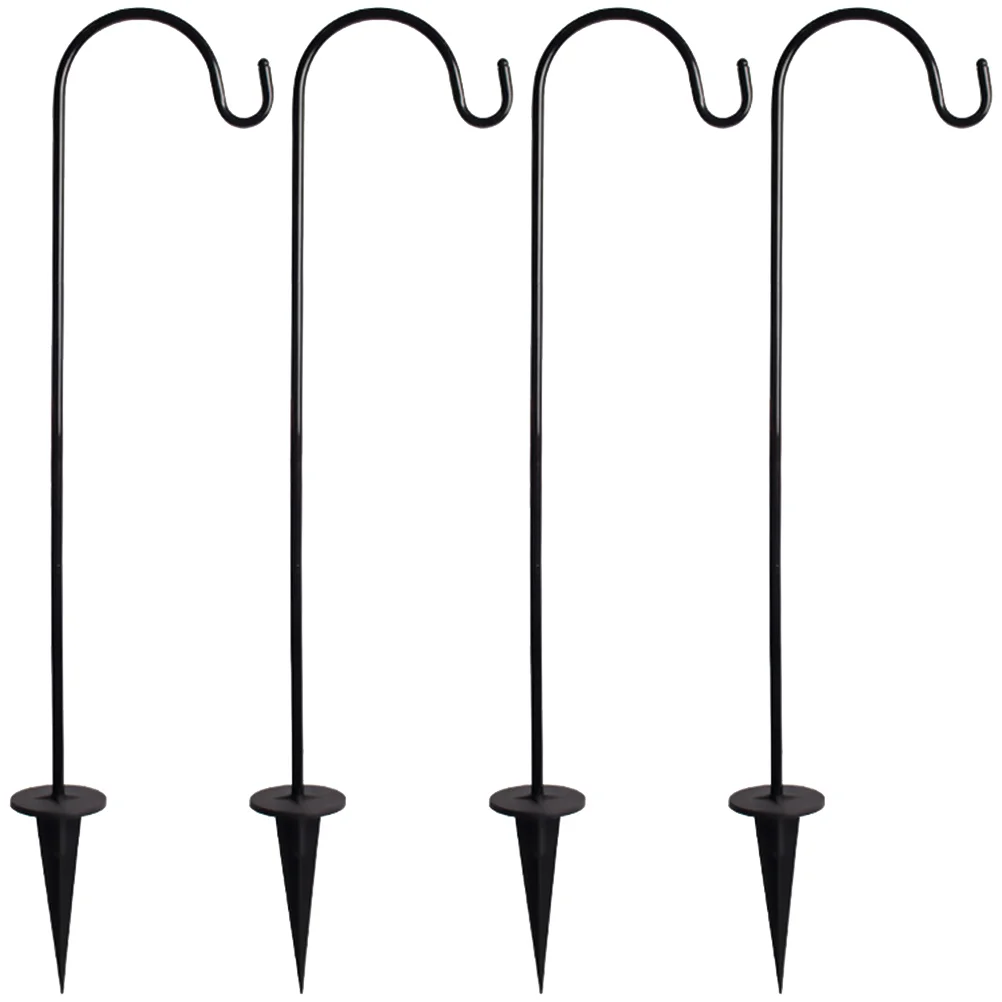 4 Pcs Shepherd Hook for Plant Iron Floor Plug Hanging Shepherds Stand Outdoor Hooks