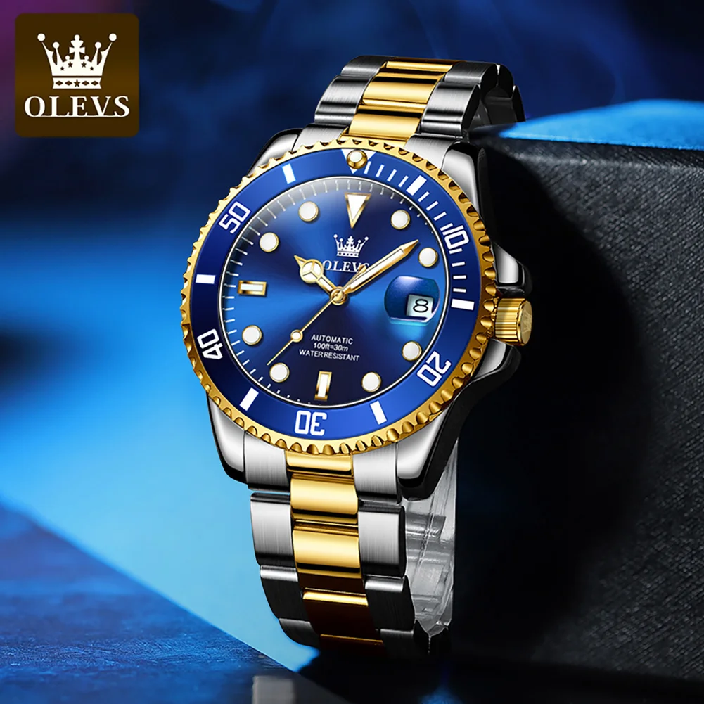 OLEVS 6650 Men's Watches Business Dress High end Wristwatch Man Stainless steel Waterproof Date Luminous Automatic Watch Men