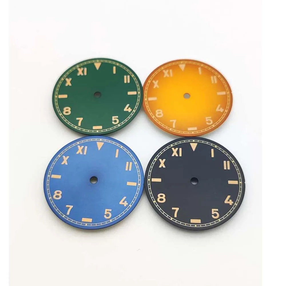 28.5mm Gradient Color Watch Dial Fit For NH35 NH36 8215 2836 Movement Modified Watch Parts Rail Ring+Number Hour Marker Dial