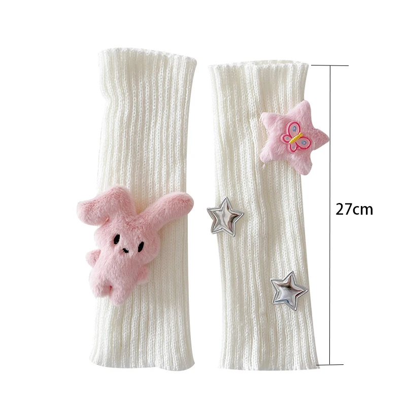 Kawaii Kinder koreanische süße 27cm Beinlinge Kinder niedlich gestrickte warme Fuß abdeckung für Mädchen elastische Schlauchs ocken y2k Handschuhe