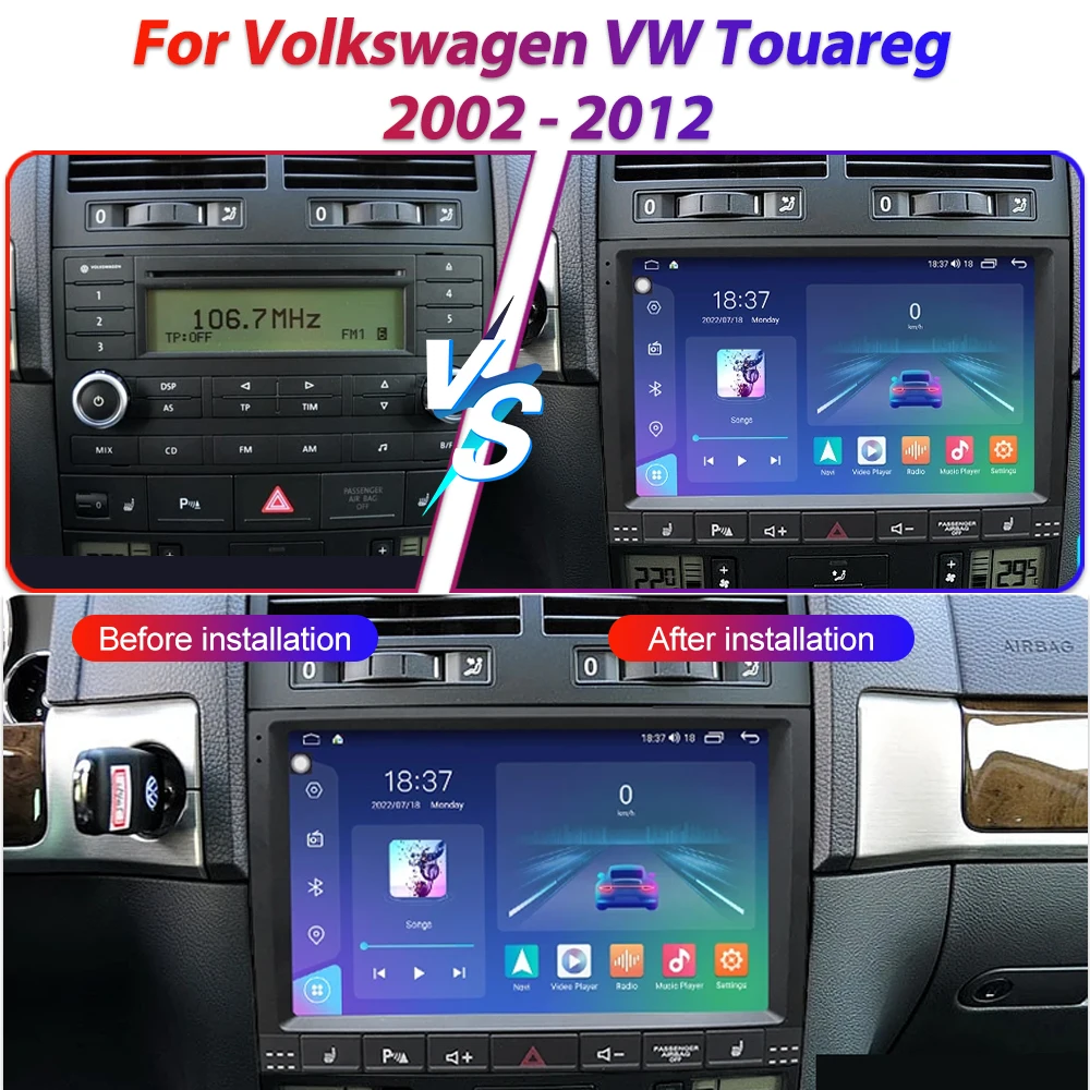 Android 14 For Volkswagen VW Touareg 2002 -1010 2011 2012 Multimedia Navigation GPS Video Auto radio Player Car Stereo unit 5G