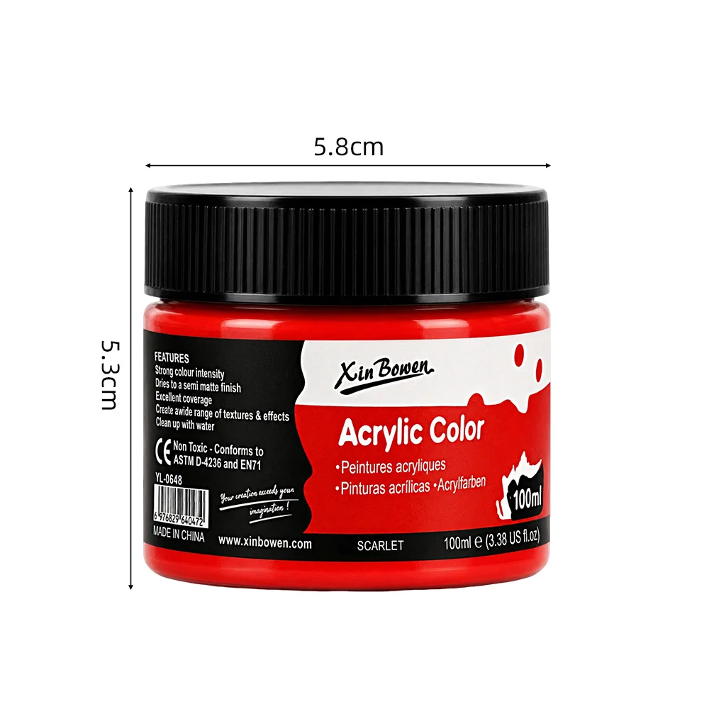 100ml Wide Mouth Acrylic Paint 16 Colors Multi-use Pigment Graffiti Gouache Watercolor Art Painting Materials