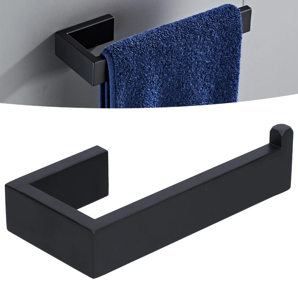 Black Towel Rack Wall Mounted Stainless Steel Toilet Paper Holder Anti Corrosion Durable Towel Rail Toilet Paper Holder
