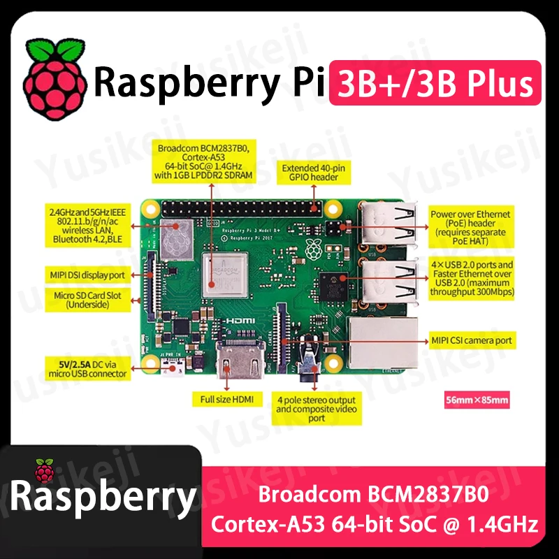 وحدة المعالجة المركزية الأصلية Raspberry Pi 3 Model B Plus 3B+ 3B Plus BCM2837B0 1.4 جيجا هرتز رباعية النواة ARM