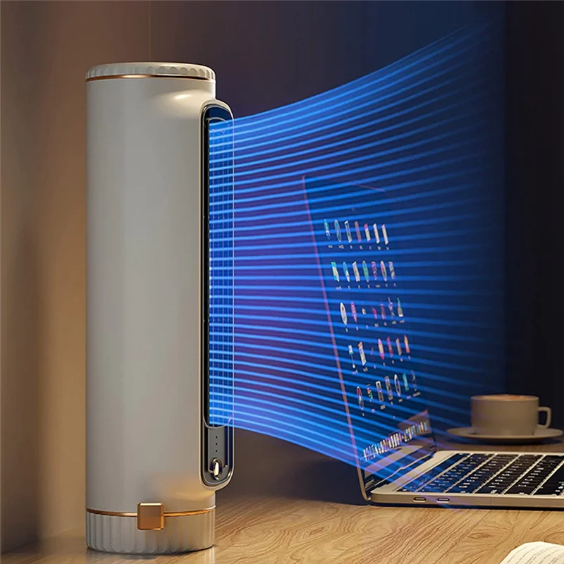 เครื่องปรับอากาศรีโมทอัตโนมัติแบบพกพา เครื่องปรับอากาศส่วนตัว USB เครื่องปรับอากาศขนาดเล็ก พร้อมพัดลมไฟฟ้า 3 สปีด สีขาว-LITE