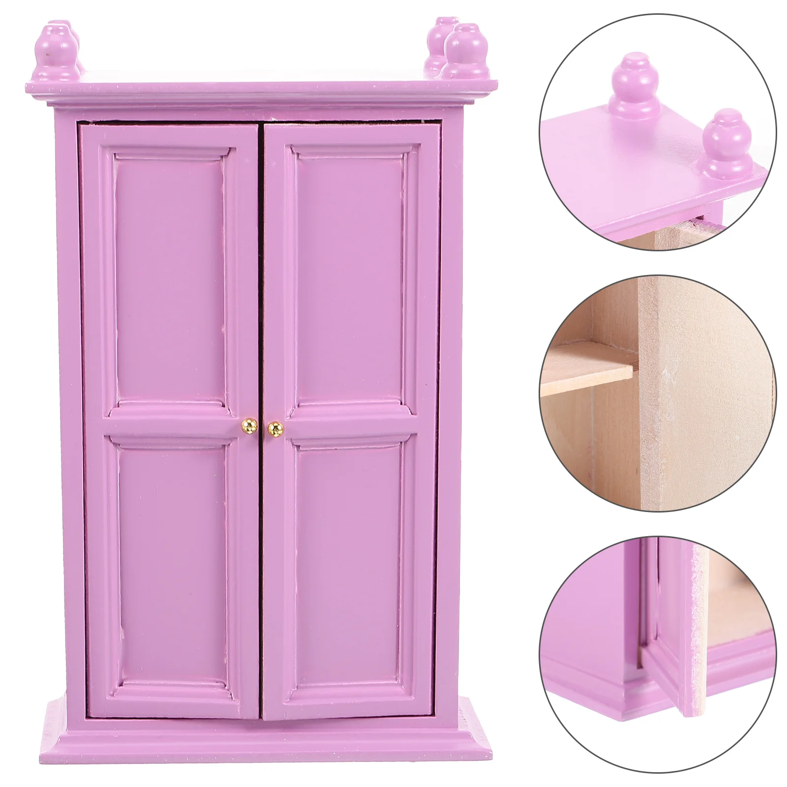 DIY Wooden Ornaments Dollhouse Supplies Decoration Wardrobe Miniature Furniture Small Purple Micro Scene