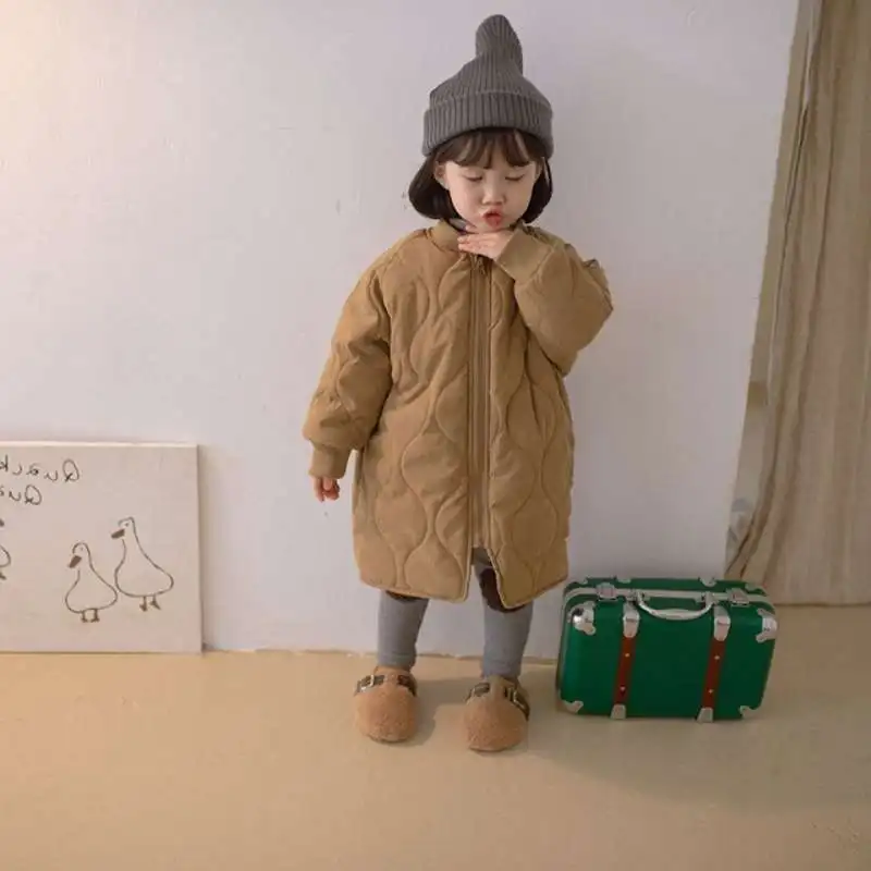 2024 Autumn Winter Girls Boys Long Thick Warm Jacket Kids Parkas Coat Outerwear 2-8 Years