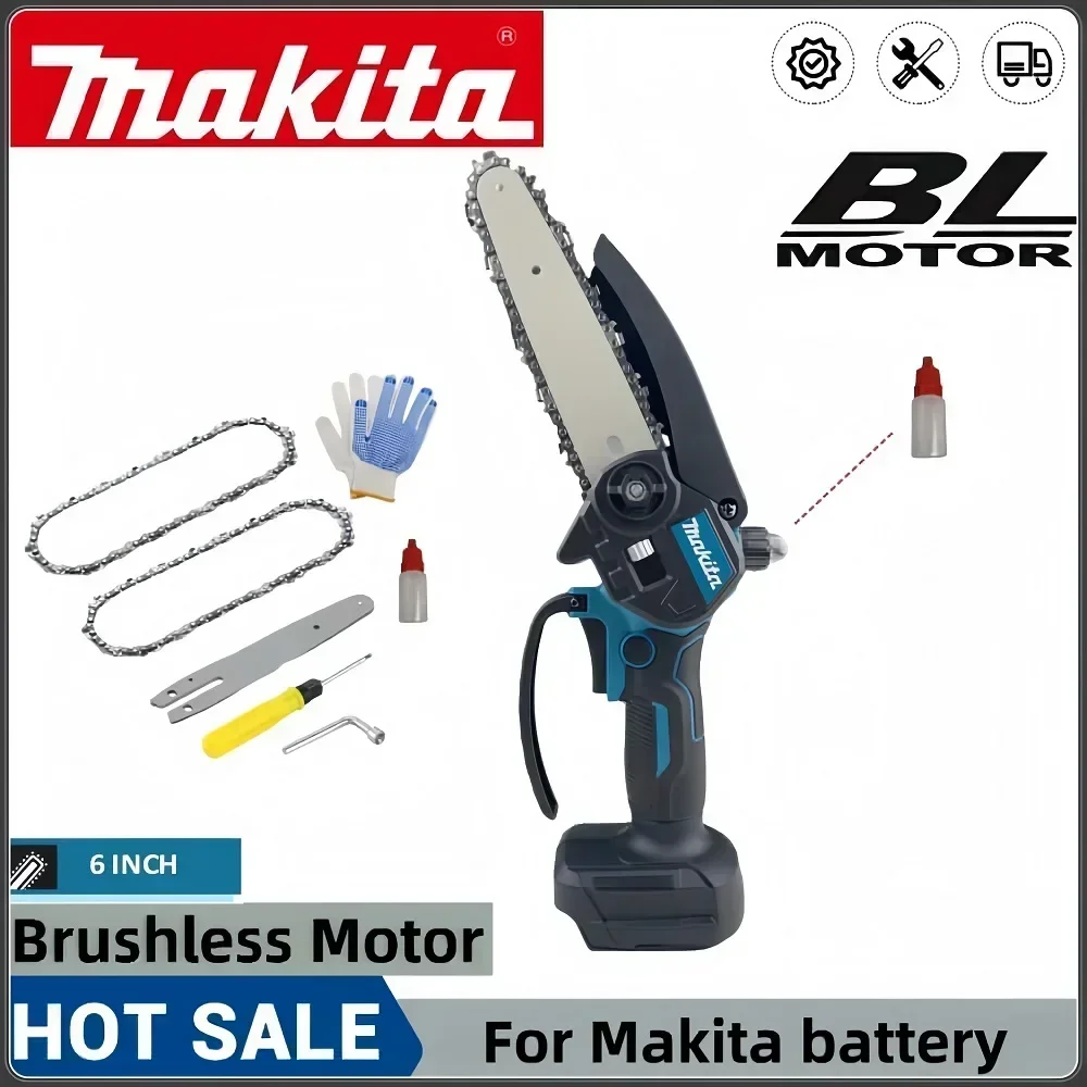 Makita 18V 6Inch Brushless Electric Saw With Oiler Efficient Cordless Woodworking Garden Logging Saw Tool For Makita Battery