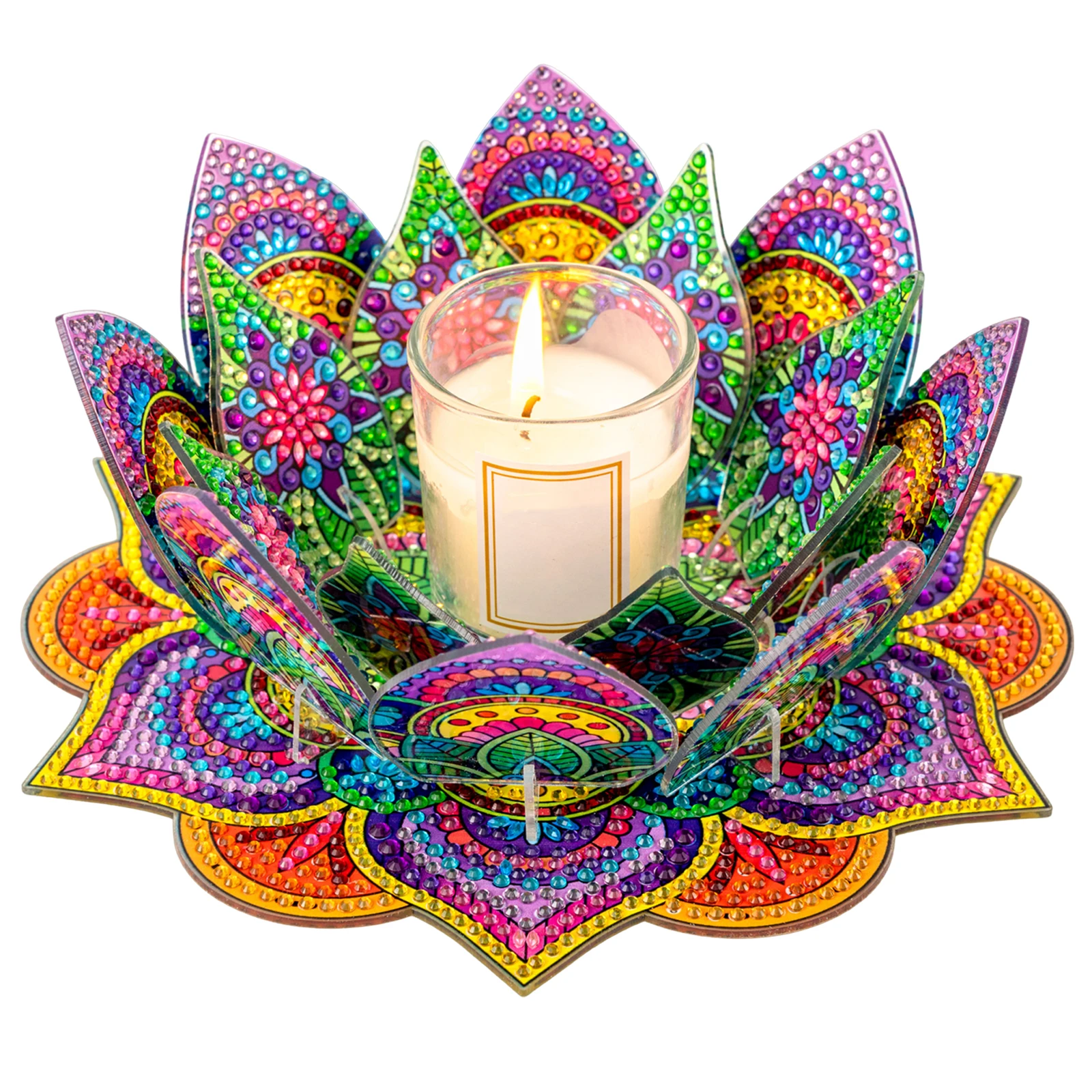 5D DIY Diamond Art Painting DIY Acrylic Desktop Ornament Lotus Candlestick Holder Centerpiece for Bedroom Wedding Party view 2