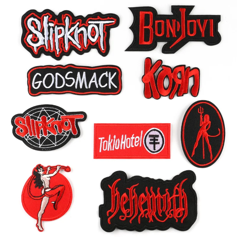 Mixed DIY clown Patches Hippie Rock Band Badges Iron on Embroidered Patches Stripes on Clothes Coat Letters Appliques
