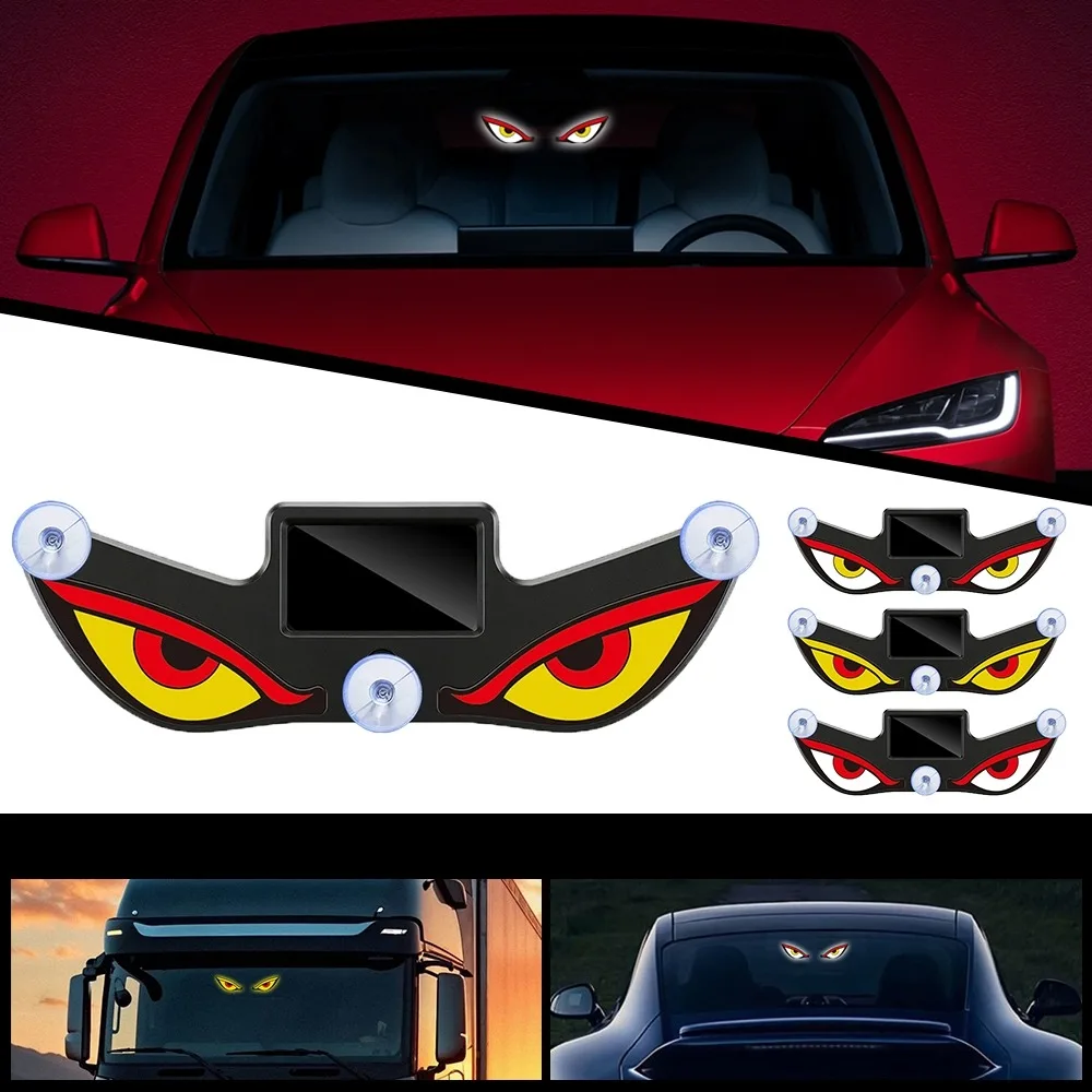 Solar Powered Car Neon Light Wireless Led Ambient Atmosphere Lamp Suction Cup USB Rechargeable Demon Eye for Auto Decor