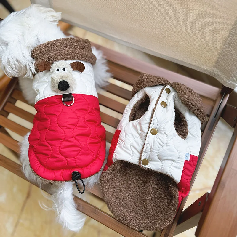 Harness Dog Fur Collar Vest Clothing For Small Puppy Animal Autumn Winter Outdoor Dachshund Bichon Cat Jacket Coat Accessories