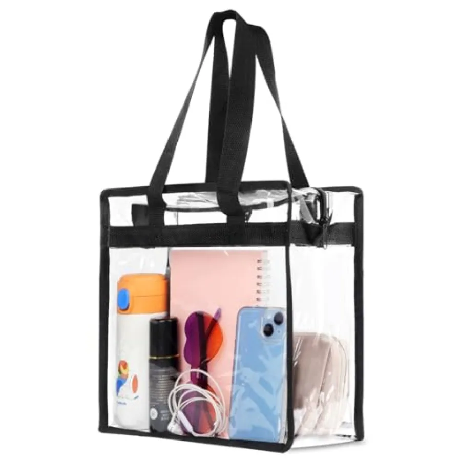 

Clear Bag for Stadium Events Approved 12x6x12 Large Transparent Tote Bag with Zipper for Gym Concert Sports Festivals